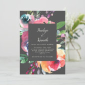 Vette grijze Waterverf Floral Elegant Script Weduw Kaart (Staand voorkant)