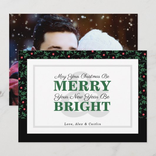 Vette groene typografie Vakantie groen Foto kaart (Voorkant / Achterkant)