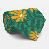 Vette groovy sleepbloemen - groen en sinaasappel stropdas (Opgerold)