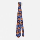 Vette groovy trailing flowers – blauw sinaasappel stropdas (Voorkant)