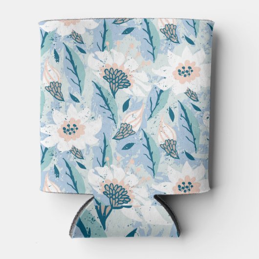 Vette hand geschilderd bloemig  blikjeskoeler (Voorkant)