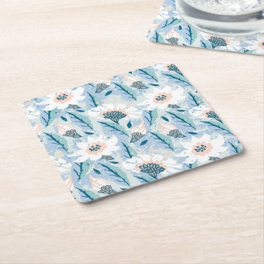 Vette hand geschilderd bloemig  kartonnen onderzetters (Schuin)