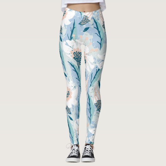 Vette hand geschilderd bloemig leggings (Voorkant)