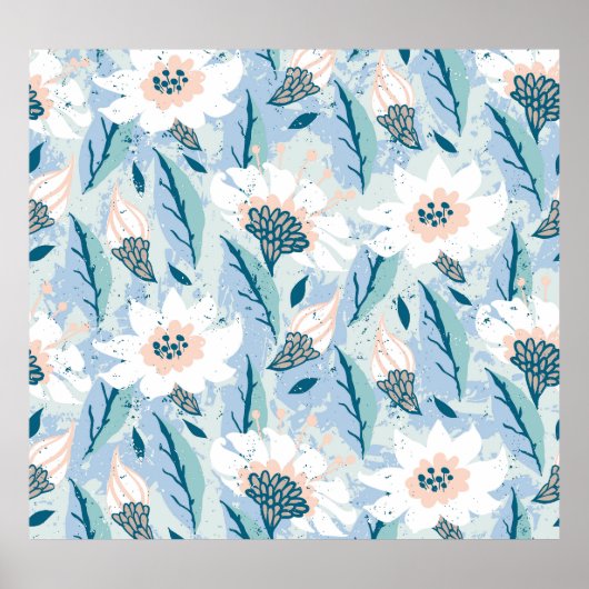 Vette hand geschilderd bloemig  poster (Voorkant)