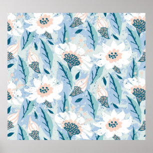 Vette hand geschilderd bloemig  poster