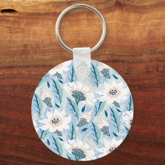 Vette hand geschilderd bloemig  sleutelhanger (Achterkant)