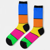 VETTE HELDERE KLEURRIJKE GESTREEPTE MONOGRAM INITI SOKKEN (Links)