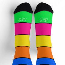 VETTE HELDERE KLEURRIJKE GESTREEPTE MONOGRAM INITI