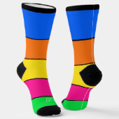 VETTE HELDERE KLEURRIJKE GESTREEPTE MONOGRAM INITI SOKKEN (Gebogen)