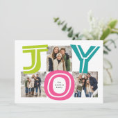 Vette heldere kleurrijke vreugde drie foto Kerstmi Feestdagenkaart (Staand voorkant)