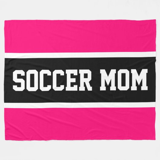 Vette heldere roze zwarte witte VOETBALMOEDER Stre Fleece Deken (Voorkant (Horizontaal))