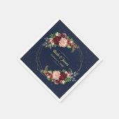 Vette Herfst Bloemen Navy Blue Gold & Bourgondië H Servet (Hoek)