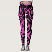 VETTE HETE ROZE & ZWARTE DIERENPRINT STREEPPATROON LEGGINGS (Voorkant)