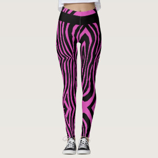 VETTE HETE ROZE & ZWARTE DIERENPRINT STREEPPATROON LEGGINGS