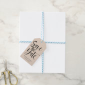Vette kalligrafie EierwedDING BEWAREN DE DATUM Cadeaulabel (Met Touw)