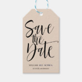 Vette kalligrafie EierwedDING BEWAREN DE DATUM Cadeaulabel (Voorkant)