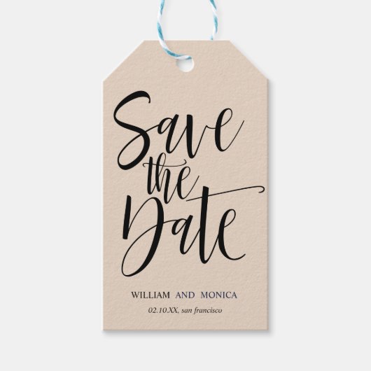 Vette kalligrafie EierwedDING BEWAREN DE DATUM Cadeaulabel (Voorkant)