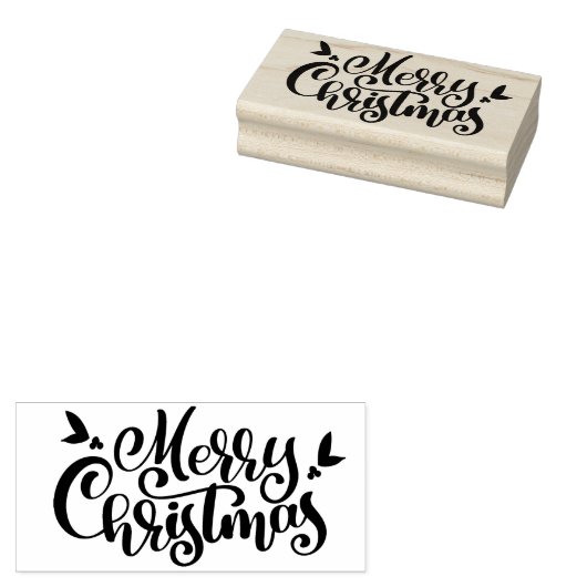Vette kalligrafie Vrolijk kerstfeest Rubberstempel (Gestempeld)