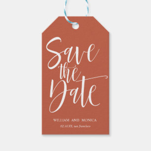 Vette kalligrafie Witte roest BRUILOFT SAVE THE DA Cadeaulabel