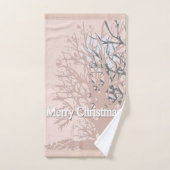 Vette kerstbomen, silhouet, zwart roze bei bad handdoek (Handdoek)