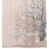 Vette kerstbomen, silhouet, zwart roze bei douchegordijn (Voorkant)