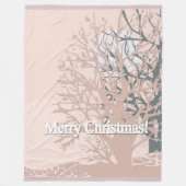 Vette kerstbomen, silhouet, zwart roze bei fleece deken (Voorkant)