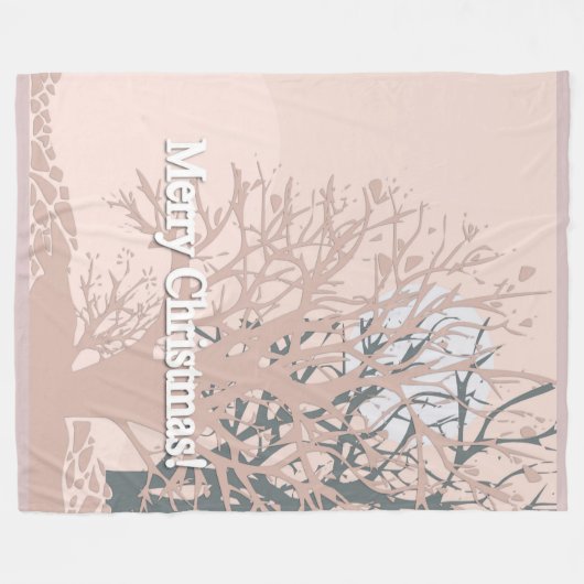 Vette kerstbomen, silhouet, zwart roze bei fleece deken (Voorkant (Horizontaal))