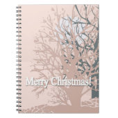 Vette kerstbomen, silhouet, zwart roze bei notitieboek (Voorkant)