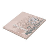 Vette kerstbomen, silhouet, zwart roze bei tegeltje (Zijkant)