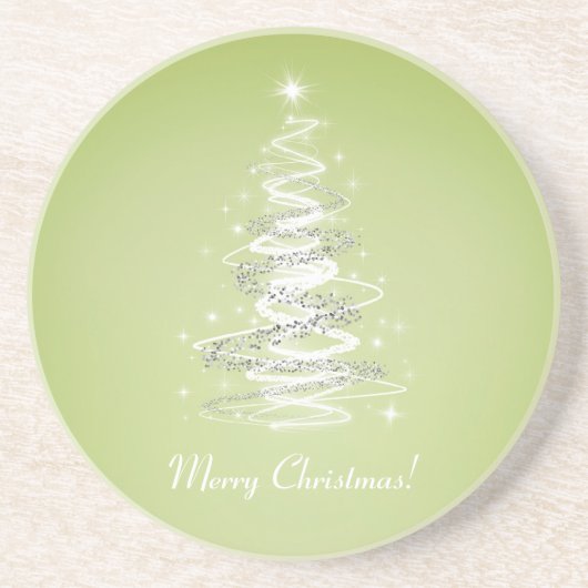 Vette kerstboomkalk groen zandsteen onderzetter (Voorkant)