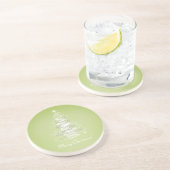 Vette kerstboomkalk groen zandsteen onderzetter (Zijkant)