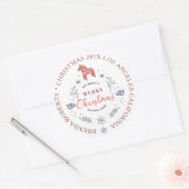 Vette kerstdagen ornament schattige dieren en typo ronde sticker (Envelop)