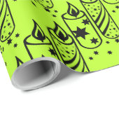 Vette kerstkaarsen Limoen en zwart Cadeaupapier (Rol Hoek)