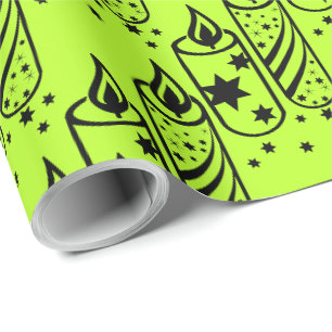 Vette kerstkaarsen Limoen en zwart Cadeaupapier