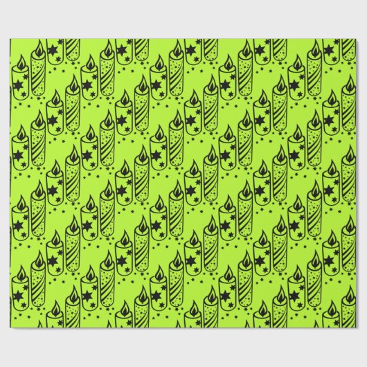 Vette kerstkaarsen Limoen en zwart Cadeaupapier (Vlak)