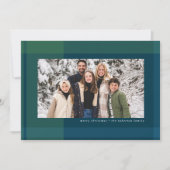 Vette Kerstmis plaid eenvoudige marine groene foto Feestdagenkaart (Voorkant)