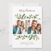 Vette kerstparen Foto's Modern Greenery Feestdagenkaart (Voorkant)