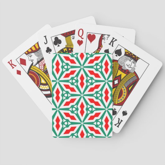 Vette Kerstprint - Rode Sneeuwvlok & Groene Ster Pokerkaarten (Achterkant)