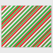 Vette kerststrepen rood groen en wit ompakken cadeaupapier (Vlak)