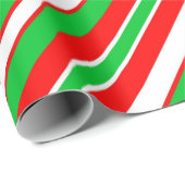 Vette kerststrepen rood groen en wit ompakken cadeaupapier (Rol Hoek)