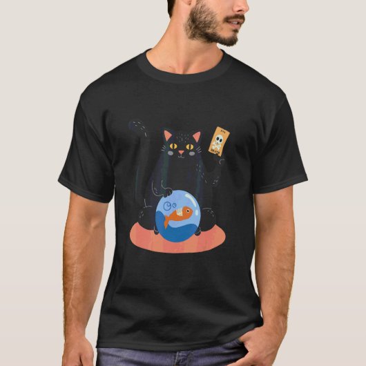 Vette Kitty Moordvis Doodkaart T-shirt (Voorkant)