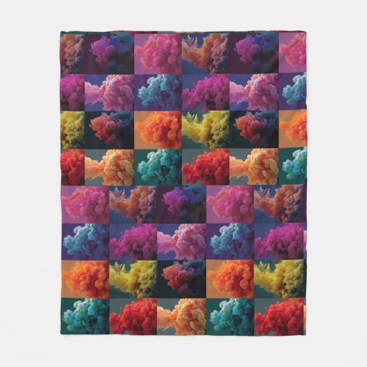 vette kleur blokken fleece deken (Voorkant)