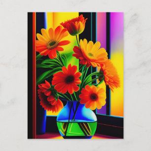 Vette kleuren Artistic Floral Bouquet Briefkaart