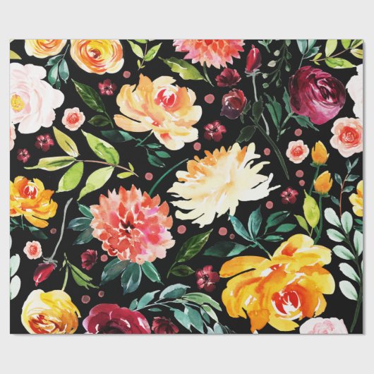 Vette kleuren bloemen en patroon van het foliezakj cadeaupapier (Vlak)