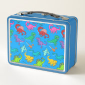 Vette kleuren Dinosauriërs Tin Metal Lunch Box (Achterkant)