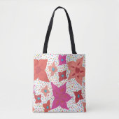 Vette kleuren Floral en Polka Dot Print Tote Bag (Voorkant)