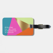 Vette kleuren Geometrische blokken Bagagelabel (Achterkant horizontaal)