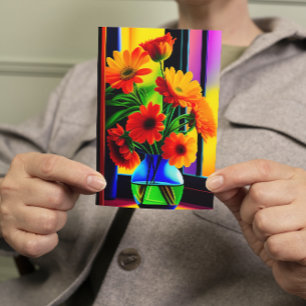 Vette kleuren Kunstenaar Floral Bouquet Greep Kaart