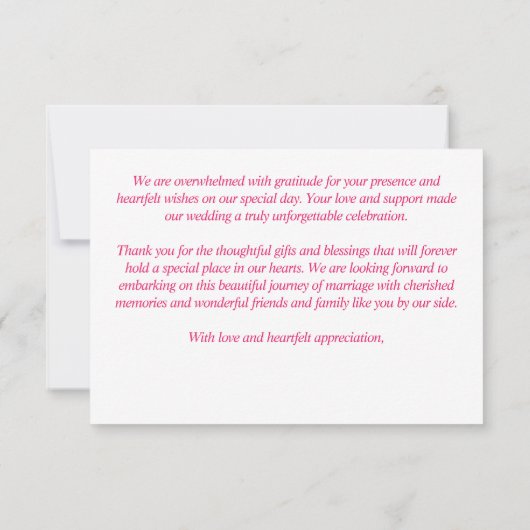 Vette kleuren roze sinaasappel pioenrozen elegante bedankkaart (Achterkant)