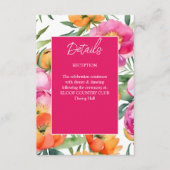 Vette kleuren roze sinaasappel pioenrozen elegante informatiekaartje (Voorkant)